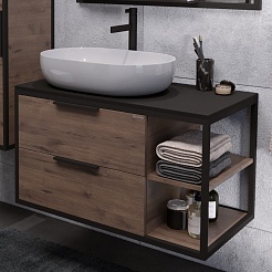 Grossman Мебель для ванной Лофт 90 GR-3015 подвесная веллингтон/черный – фотография-5